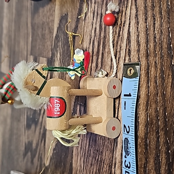 Wooden bundle Christmas ornaments Hallmark chair bird deer tiny rocking horse - Picture 8 of 16